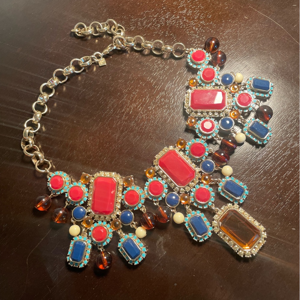 Banana Republic necklace gold with pink/blue/ brown beads